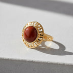 D'Joy Enhanced Red Jade Solitaire Ring in Yellow Gold Plated Sterling Silver 7.23 Ct.