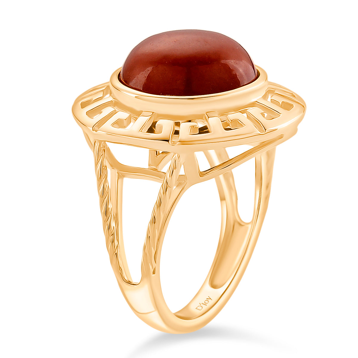 D'Joy Enhanced Red Jade Solitaire Ring in Yellow Gold Plated Sterling Silver 7.23 Ct. V32365774 10