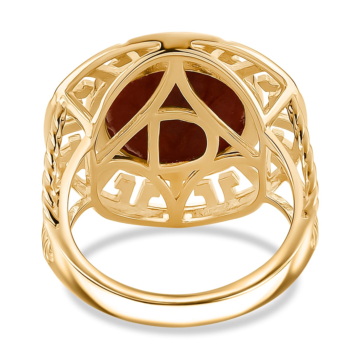 D'Joy Enhanced Red Jade Solitaire Ring in Yellow Gold Plated Sterling Silver 7.23 Ct. V32519618 5