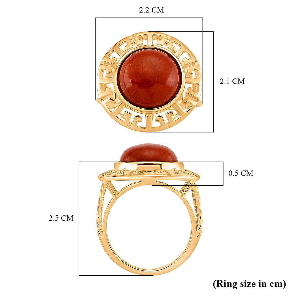 D'Joy Enhanced Red Jade Solitaire Ring in Yellow Gold Plated Sterling Silver 7.23 Ct._8258647_5