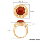 D'Joy Enhanced Red Jade Solitaire Ring in Yellow Gold Plated Sterling Silver 7.23 Ct._8258647_5