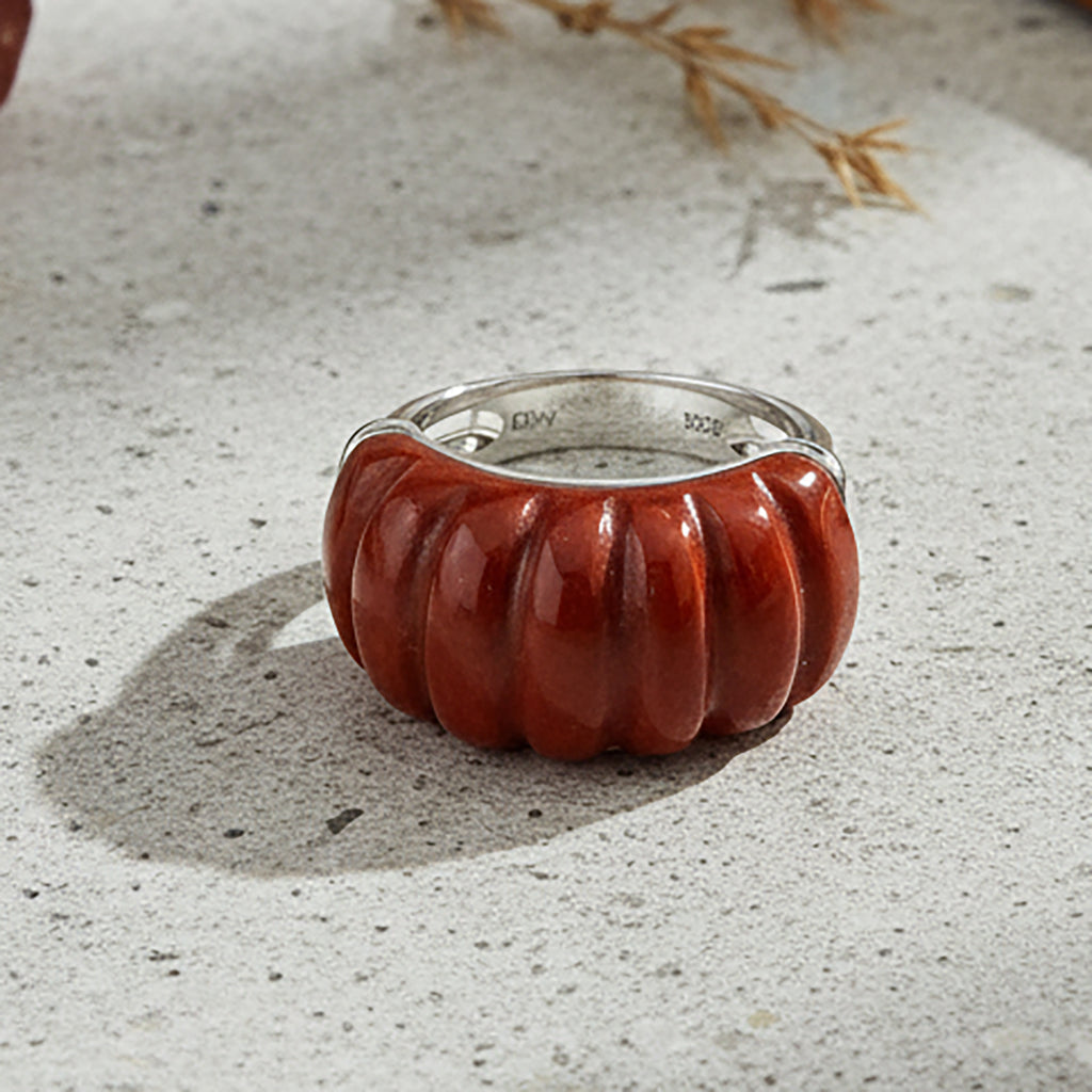 D'Joy Enhanced Red Jade Ring in Rhodium Overlay Sterling Silver 28.50 Ct._8259185_1
