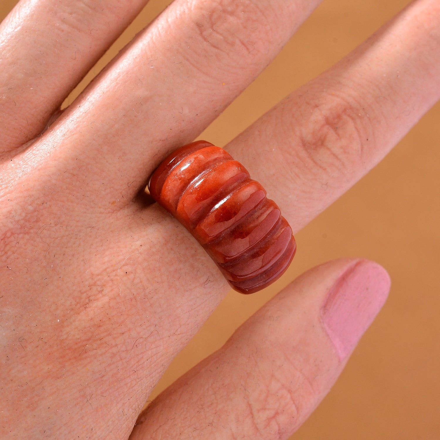 D'Joy Enhanced Red Jade Ring in Rhodium Overlay Sterling Silver 28.50 Ct. V32519528 3