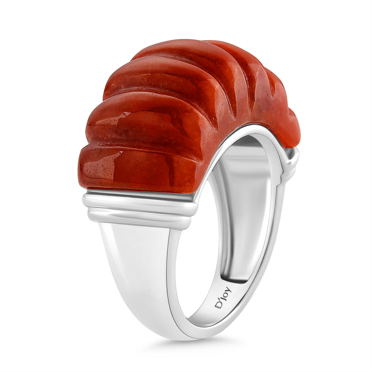 D'Joy Enhanced Red Jade Ring in Rhodium Overlay Sterling Silver 28.50 Ct. V32519528 4