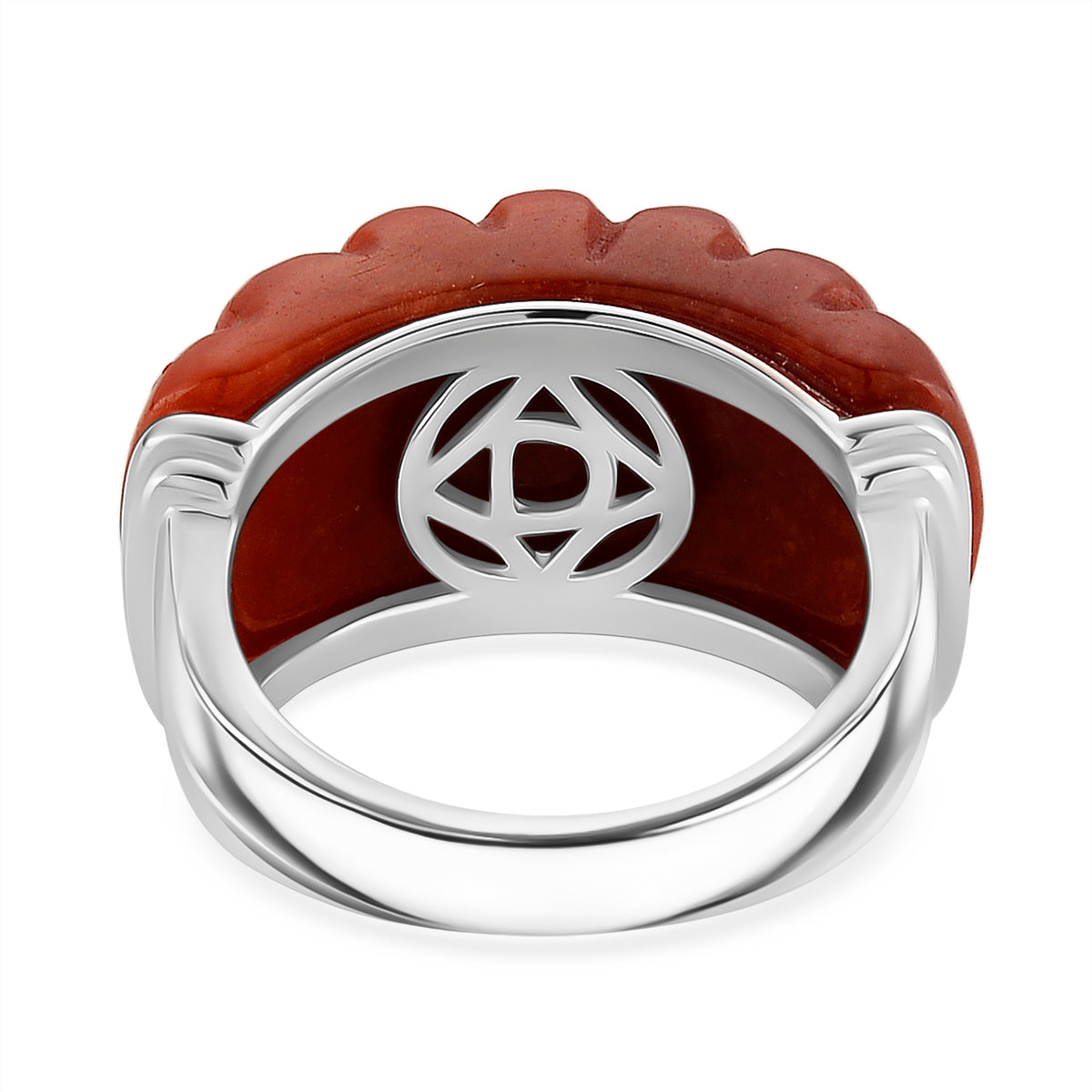 D'Joy Enhanced Red Jade Ring in Rhodium Overlay Sterling Silver 28.50 Ct. V32519528 5