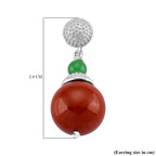 D'Joy Enhanced Red Jade & Green Jade Ball Drop Earring with Push Back in Rhodium Overlay Sterling Silver 32.24 Ct._8259266_4
