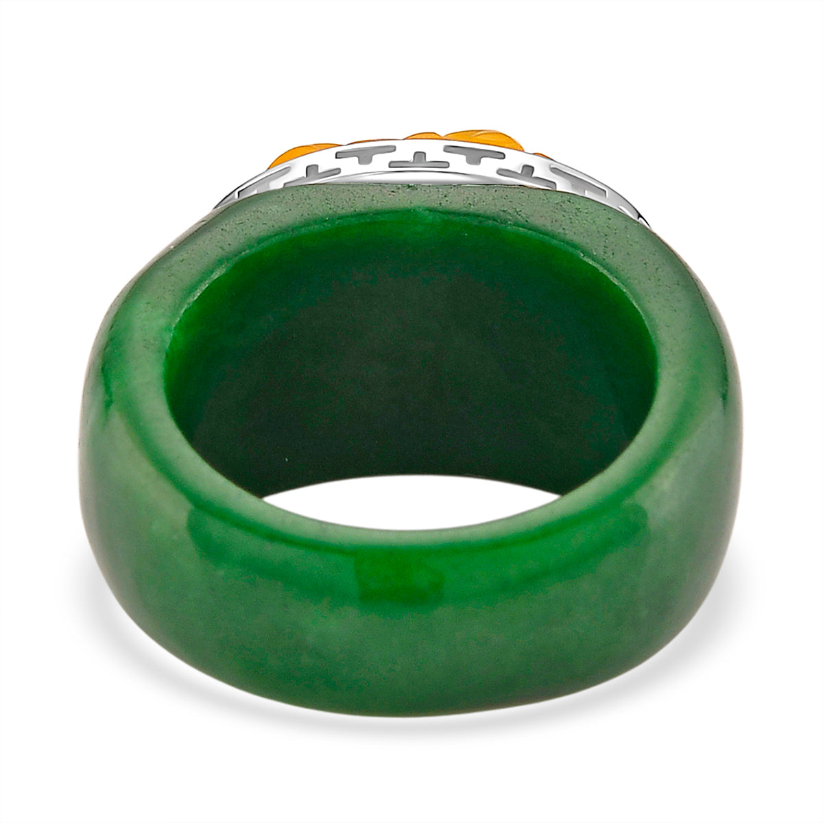 D'Joy Honey Jade &amp; Green Jade Flower Ring in Rhodium Overlay Sterling Silver 46.07 Ct. 8260734 4