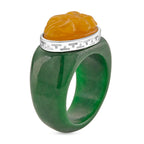 D'Joy Honey Jade & Green Jade Flower Ring in Rhodium Overlay Sterling Silver 46.07 Ct._8260736_3