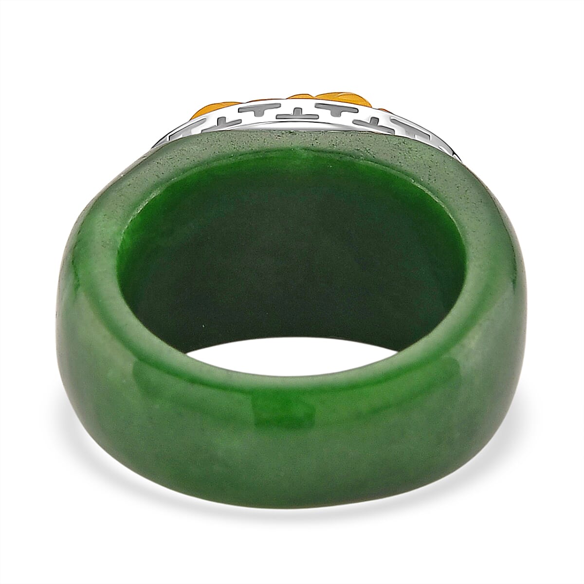 D'Joy Honey Jade &amp; Green Jade Flower Ring in Rhodium Overlay Sterling Silver 46.07 Ct. 8260736 5