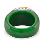 D'Joy Honey Jade & Green Jade Flower Ring in Rhodium Overlay Sterling Silver 46.07 Ct._8260736