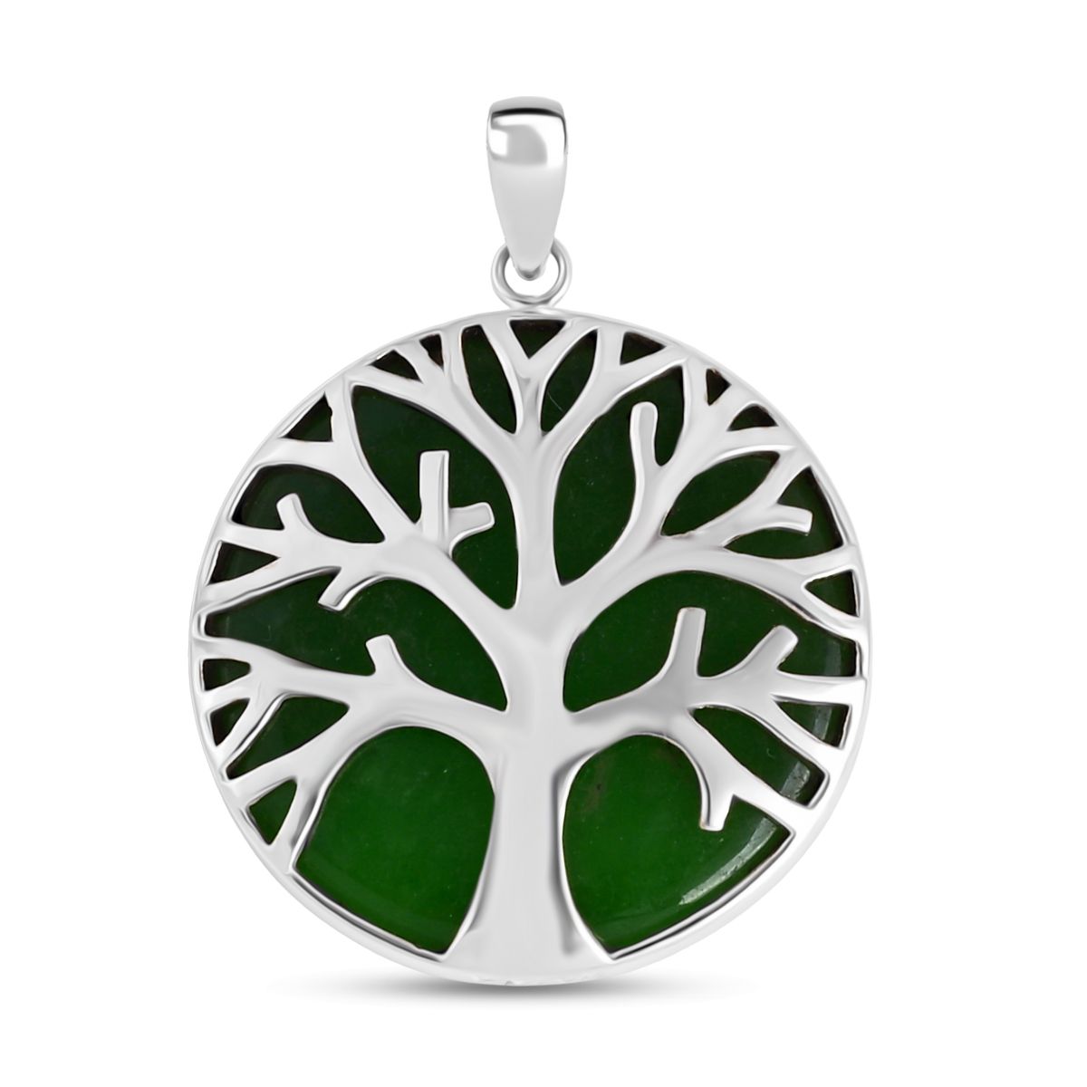 Bali Legacy Green Jade Sterling Silver Tree Of Life Pendant  39.14 Ct, Silver Wt. 4.67 Gms. 8261415 0