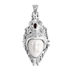 Royal Princess Bali Collection - Ox Bone & Red Garnet Goddess Pendant in Sterling Silver 6.18 Ct, Silver Wt. 11.31 Gms_8261479