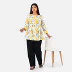 & Maisi Cotton Printed Top (Size - Large) - Yellow_8261559_3
