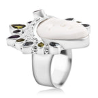 D'Joy Ox Bone, Peridot, Swiss Blue Topaz & African Amethyst Ring Sterling Silver 20.20 Ct, Silver Wt. 22.00 Gms._8261569_3