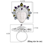 D'Joy Ox Bone, Peridot, Swiss Blue Topaz & African Amethyst Ring Sterling Silver 20.20 Ct, Silver Wt. 22.00 Gms._8261569_5
