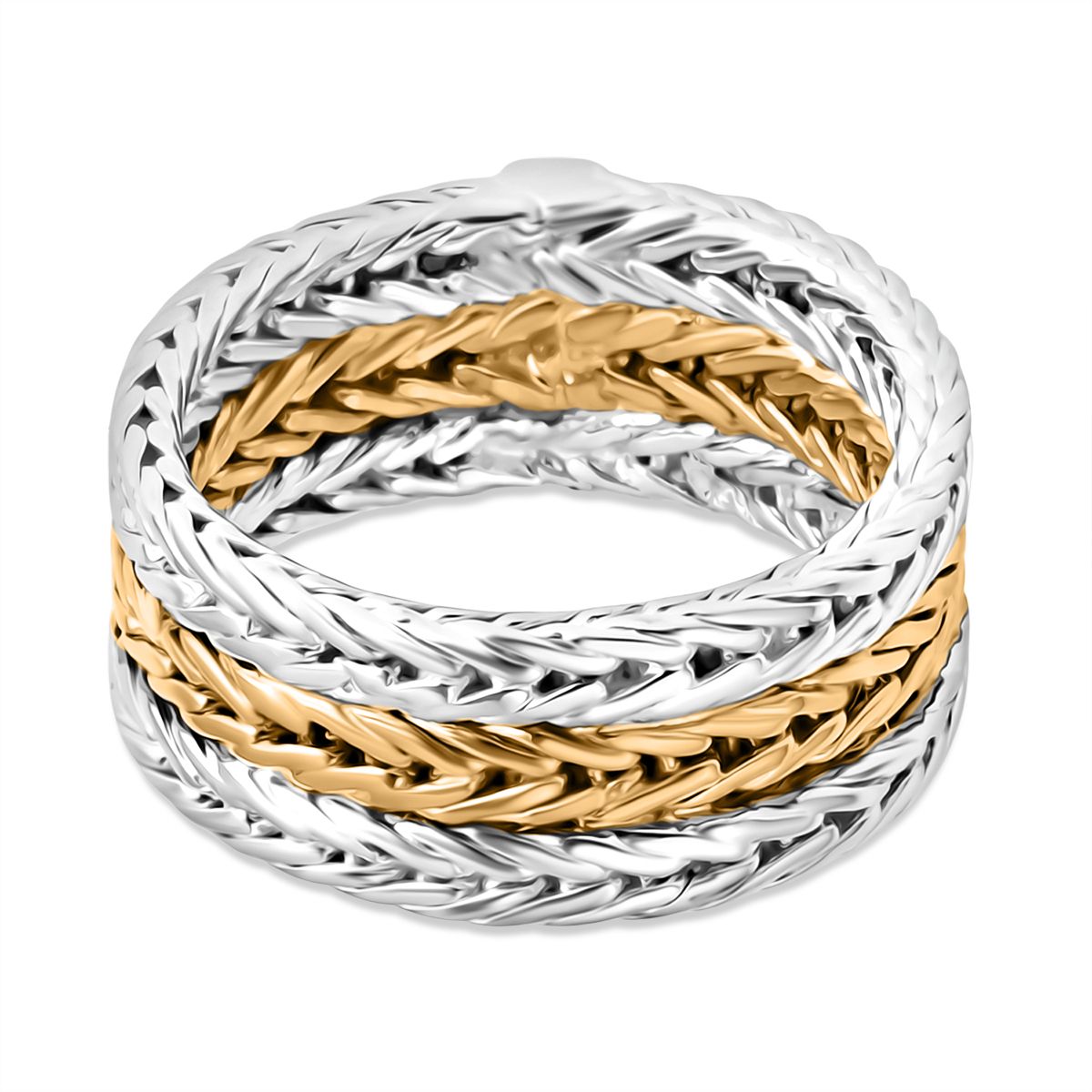 D'Joy Sterling Silver Ring in Two Tone Plated, Silver Wt. 6.90 Gms. V32514513 0