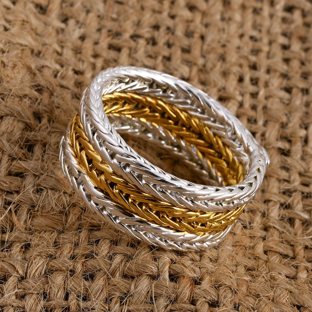 D'Joy Royal Bali Collection Sterling Silver Ring in Two Tone Plated, Silver Wt. 6.90 Gms._8261728_1