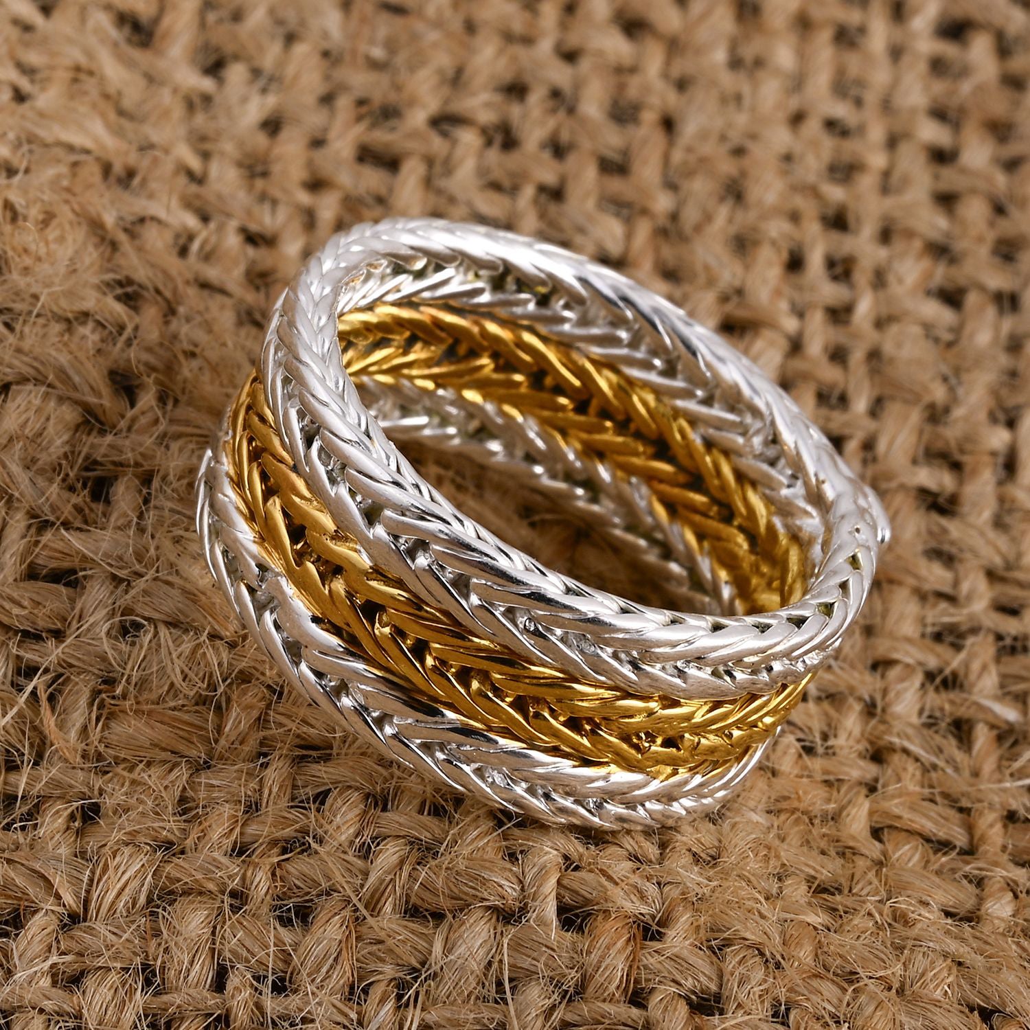 D'Joy Sterling Silver Ring in Two Tone Plated, Silver Wt. 6.90 Gms. V32514513 2