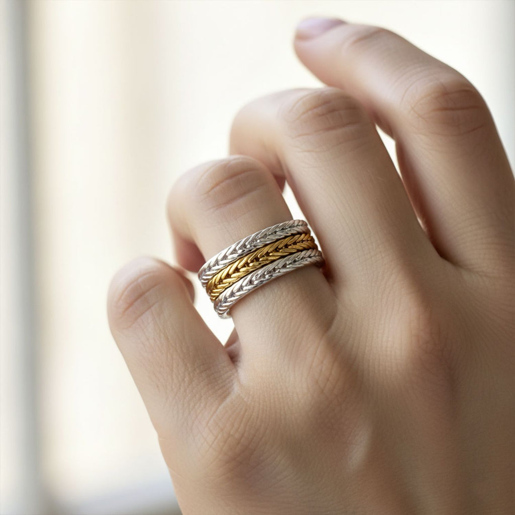 D'Joy Royal Bali Collection Sterling Silver Ring in Two Tone Plated, Silver Wt. 6.90 Gms._8261728_2