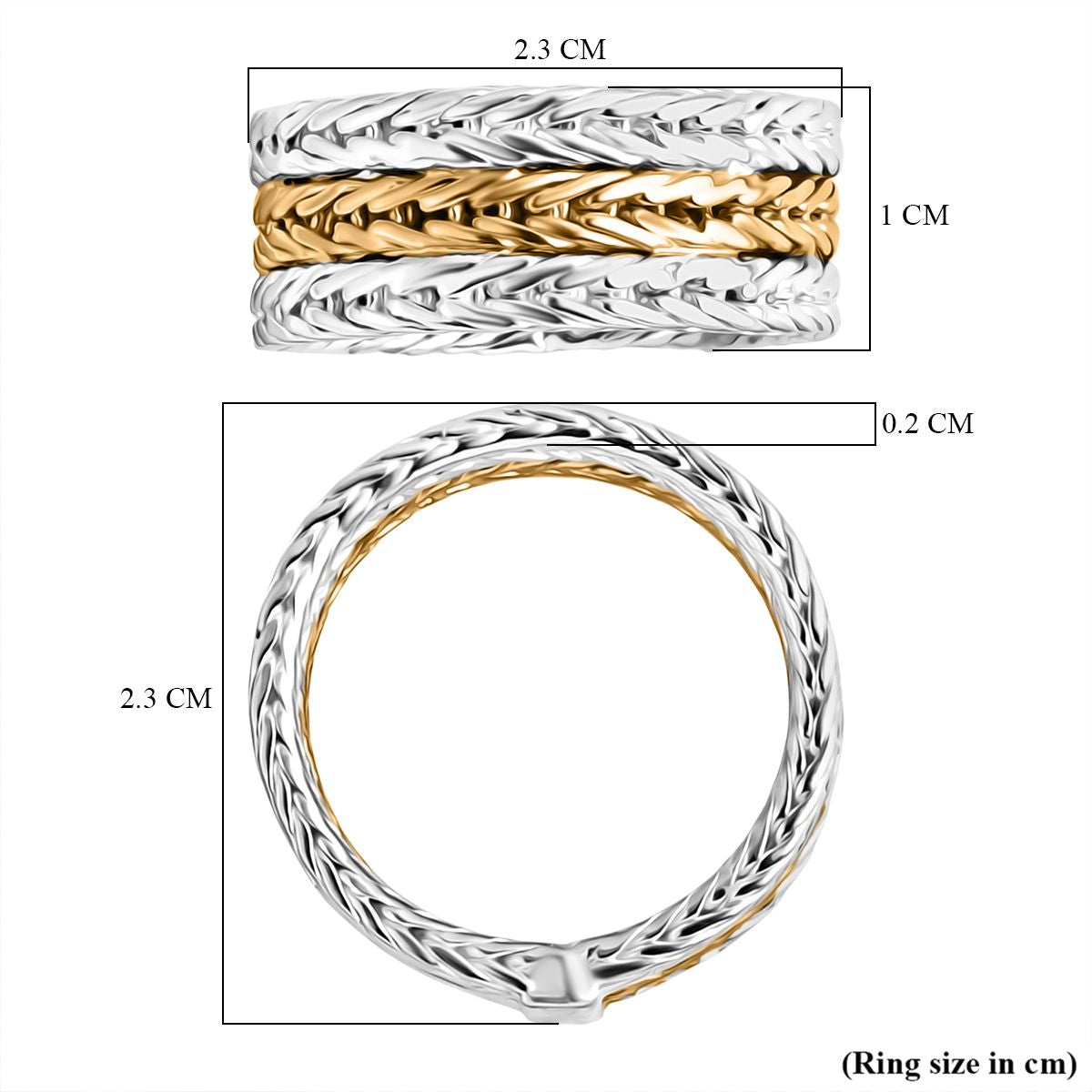 D'Joy Sterling Silver Ring in Two Tone Plated, Silver Wt. 6.90 Gms. V32514513 6