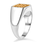 D'Joy Sterling Silver Honeycomb Signet Ring in Two Tone Plated_8261792_3
