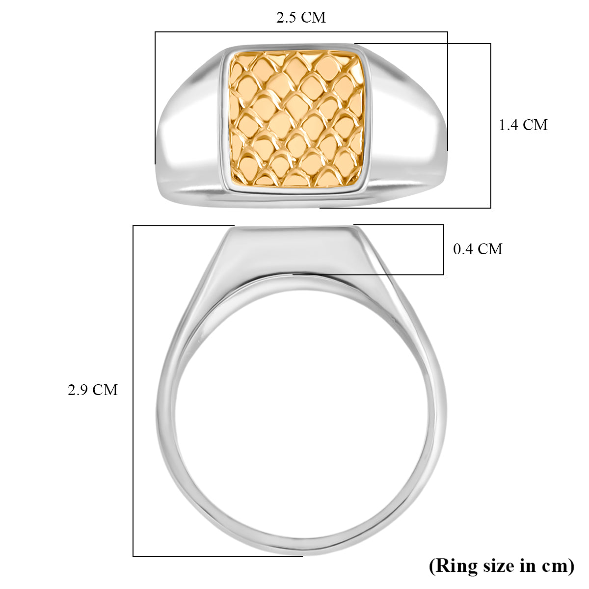 D'Joy Sterling Silver Honeycomb Signet Ring in Two Tone Plated V32374214 5