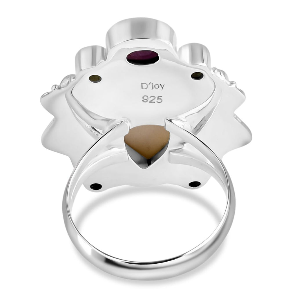 Royal Bali Collection - Ox Bone & Multi Gemstones Ring in Sterling Silver 8.55 Ct, Silver Wt. 12.00 Gms._8261808_4