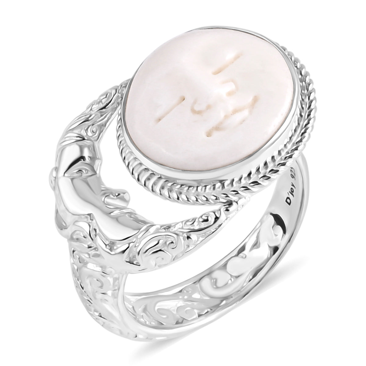 Royal Bali Goddess Collection - Ox Bone Ring in Sterling Silver 1.50 Ct, Silver Wt. 8.50 Gms V32530747 0