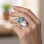 Royal Princess Bali Collection - Ox Bone, Fissure Filled Ruby & Turquoise Ring in Sterling Silver 8.27 Ct, Silver Wt. 11.00 Gms_8261874_2