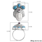 Royal Princess Bali Collection - Ox Bone, Fissure Filled Ruby & Turquoise Ring in Sterling Silver 8.27 Ct, Silver Wt. 11.00 Gms_8261874_5