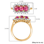 D'Joy Cabo Delgado Ruby & White Zircon 3 Stone Halo Ring in Yellow Gold Plated Sterling Silver 2.49 Ct._8261963_5
