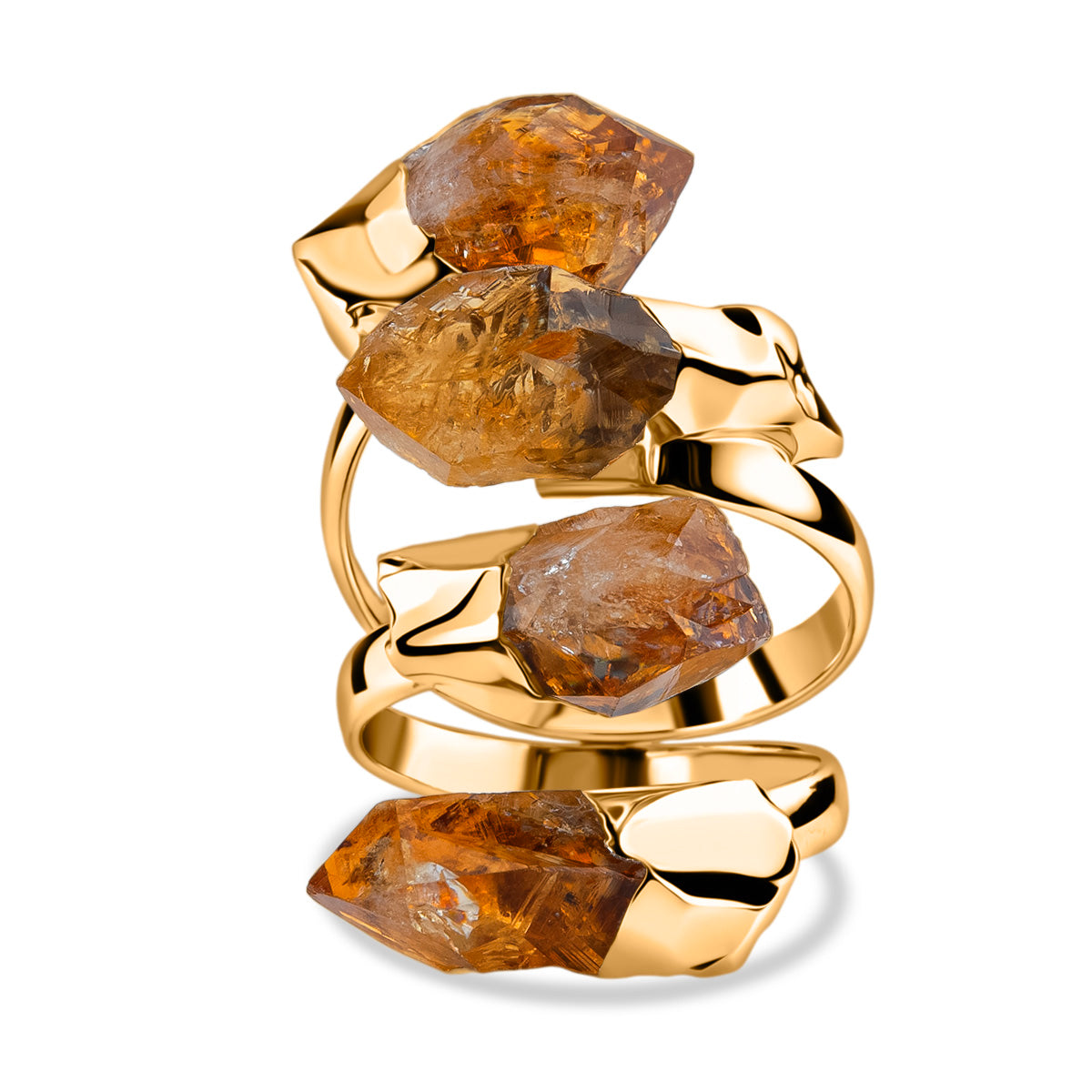 Citrine Ruff Cut Stone Ring (Size Adjustable) in Yellow Gold Plated 10.00 Ct. 8262163 0