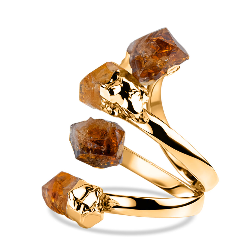 Citrine Rough Cut Stone Ring (Size Adjustable) in Yellow Gold Plated 10.00 Ct._8262163_3