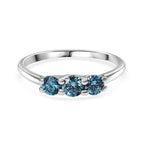 Luxuriant - Lab Grown Blue Diamond (SI/G-H) Trilogy Ring in Rhodium Overlay Sterling Silver 0.50 Ct._8262184