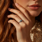 Luxuriant - Lab Grown Blue Diamond (SI/G-H) Trilogy Ring in Rhodium Overlay Sterling Silver 0.50 Ct._8262184_1