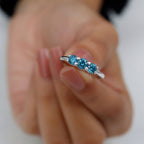 Luxuriant - Lab Grown Blue Diamond (SI/G-H) Trilogy Ring in Rhodium Overlay Sterling Silver 0.50 Ct._8262184_2