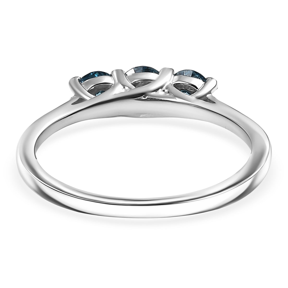 LUXURIANT 0.53 Ct. Lab Grown Blue Diamond 3-Stone Ring in Rhodium Overlay Sterling Silver (SI-GH) 8262184 5