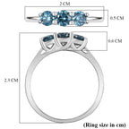 Luxuriant - Lab Grown Blue Diamond (SI/G-H) Trilogy Ring in Rhodium Overlay Sterling Silver 0.50 Ct._8262184_6