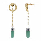 Green Quartz Dangle Earring with Push Back in Yellow Gold Plated 12.00 Ct._8262223