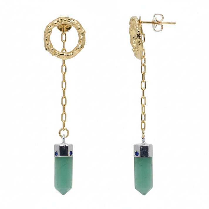 Green Quartz Dangling Earring with Push Back in Yellow Gold Plated 12.00 Ct. 8262223 1