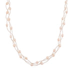 White Fresh Water Pearl & Austrian White Crystal Necklace (Size - 18) with Magnet Clasp_8262406