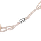 White Fresh Water Pearl & Austrian White Crystal Necklace (Size - 18) with Magnet Clasp_8262406_5
