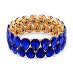 Blue Glass Pear Adjustable Bracelet in Yellow Gold Tone_8262411