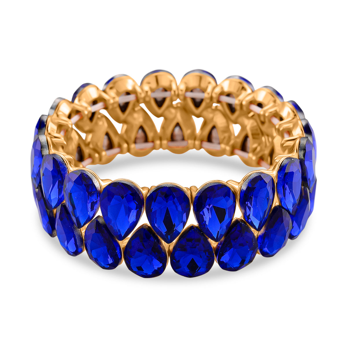 Blue Glass Pear Adjustable Bracelet in Yellow Gold Tone 8262411 0