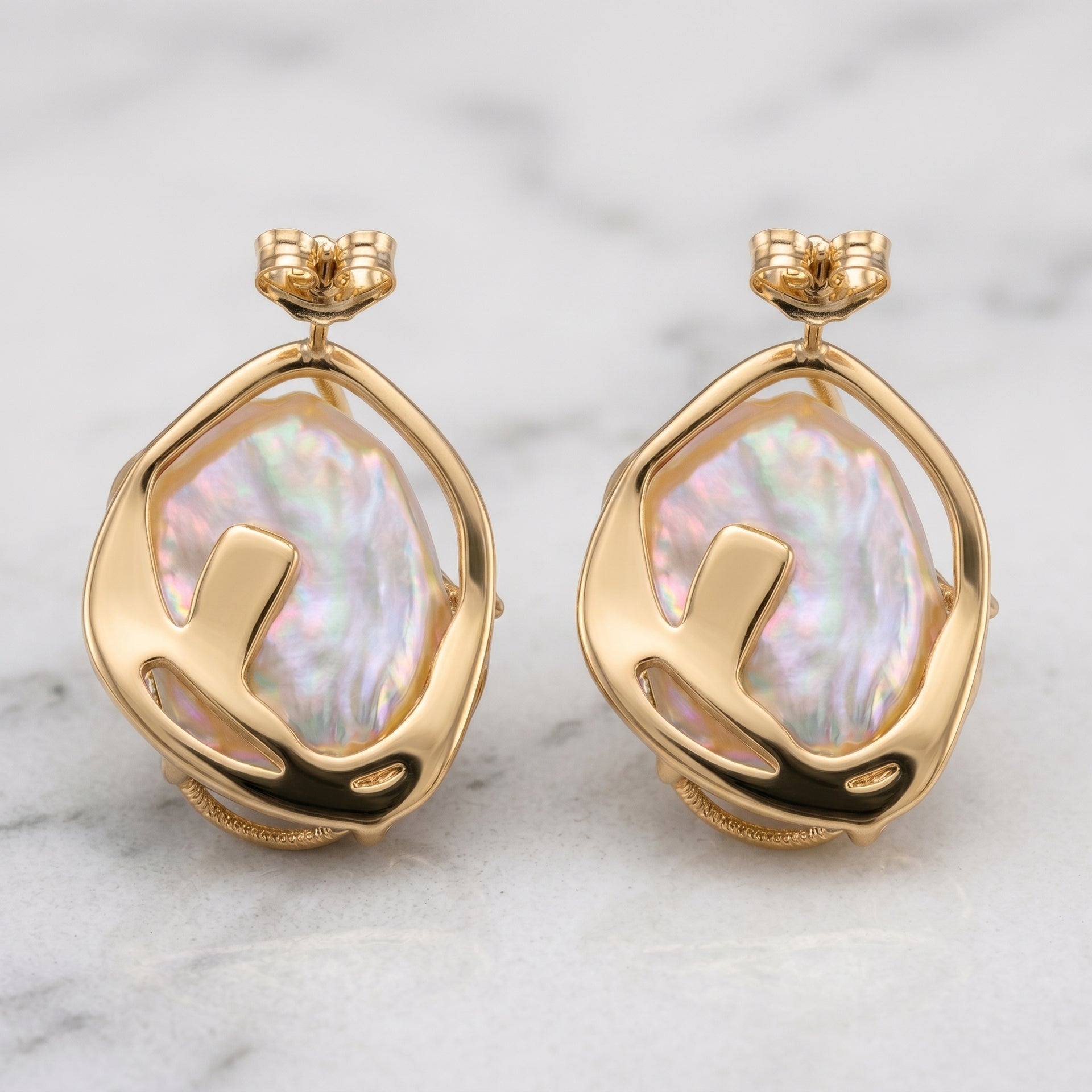 White Fresh Water Pearl &amp; White Cubic Zirconia Earring with Push Back 8262414 5