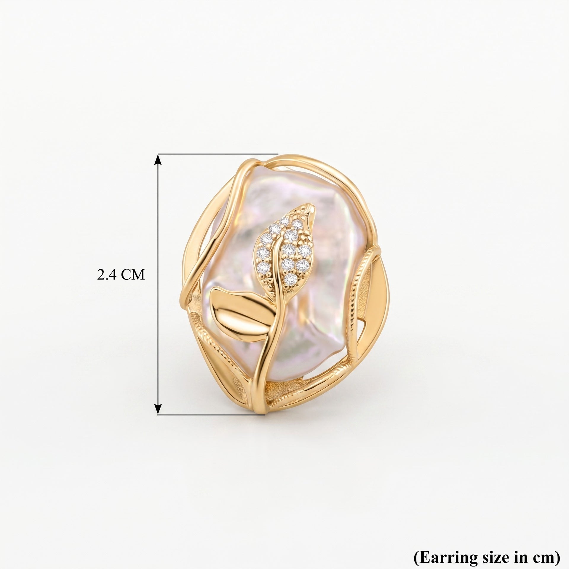 White Fresh Water Pearl &amp; White Cubic Zirconia Earring with Push Back 8262414 7