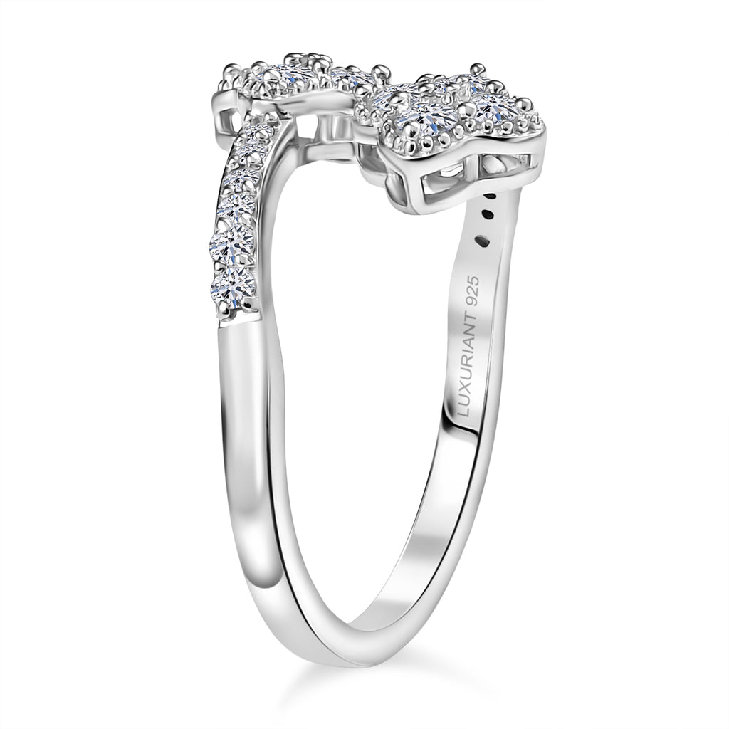 Luxuriant - Lab Grown Diamond (SI/GH) Adjustable Bypass Ring in Rhodium Overlay Sterling Silver 0.50 Ct._8262566_3