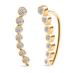 Luxuriant - Lab Grown Diamond (SI/GH) Climber Long Earring with Clasp in 18K Vermeil Yellow Gold Plated Sterling Silver 0.26 Ct._8263100