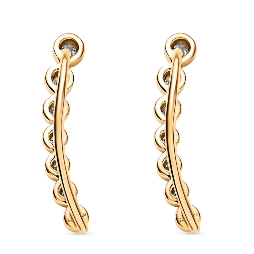 Luxuriant - Lab Grown Diamond (SI/GH) Climber Long Earring with Clasp in 18K Vermeil Yellow Gold Plated Sterling Silver 0.26 Ct._8263100_4