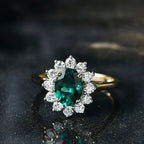 Luxuriant 9K Yellow Gold AAA Lab Grown Emerald & Lab Grown Diamond (VS/EF) Ring 1.72 Ct._8263310_1